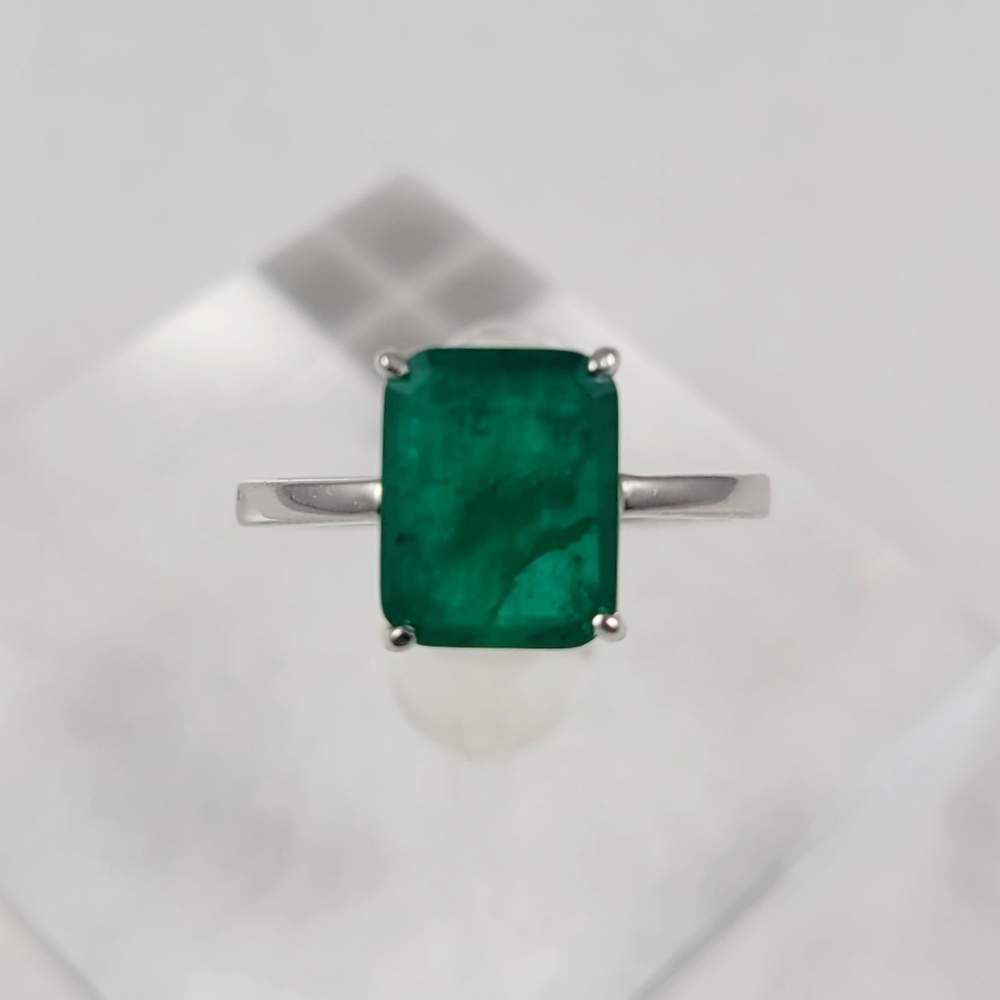 Sterling 3ct Natural Emerald Ring - Picture 7 of 11